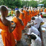 Tak Bat Dok Mai Buddhist Lent Day in Saraburi