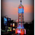 The central clock tower of the Durian Town, Nonthaburi,Thailand
