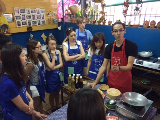 Cooking demo at Sompong Thai Cooking School